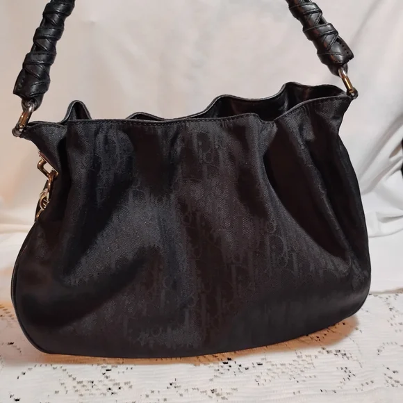 CHRISTIAN DIOR Black Canvas LOGO Bag - Picture 9 of 15